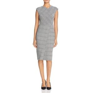 Hugo Boss Dechesta Houndstooth Glen Check Asymmetric Dress